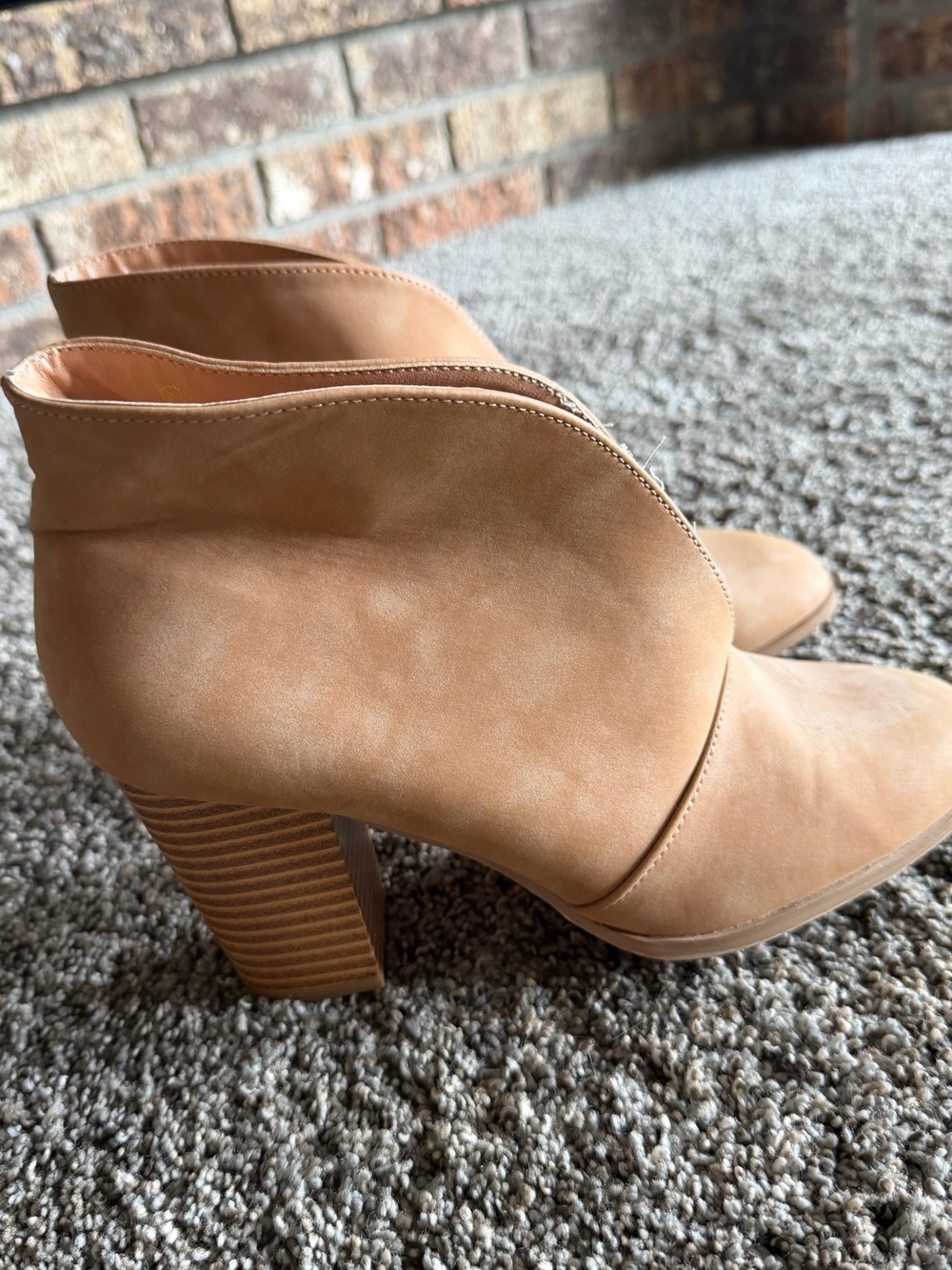 Women's Tan Ankle Booties with Block Heel size 7.5